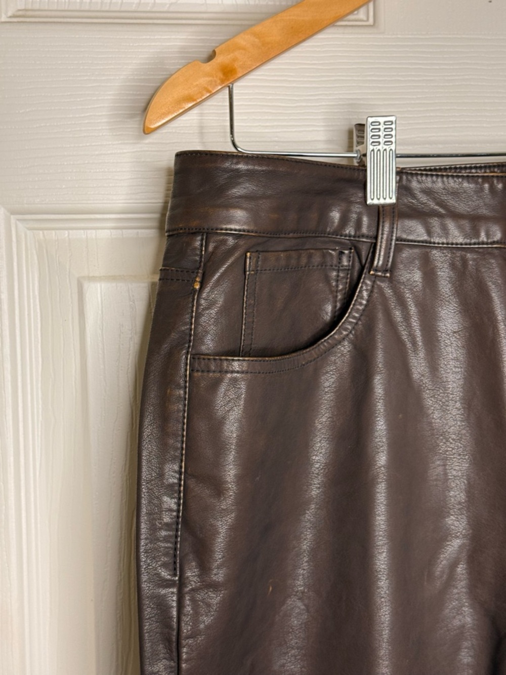 Southern Grace Brown Faux Leather Flare Pants High Rise Wide Leg NWT 12 - Picture 6 of 9